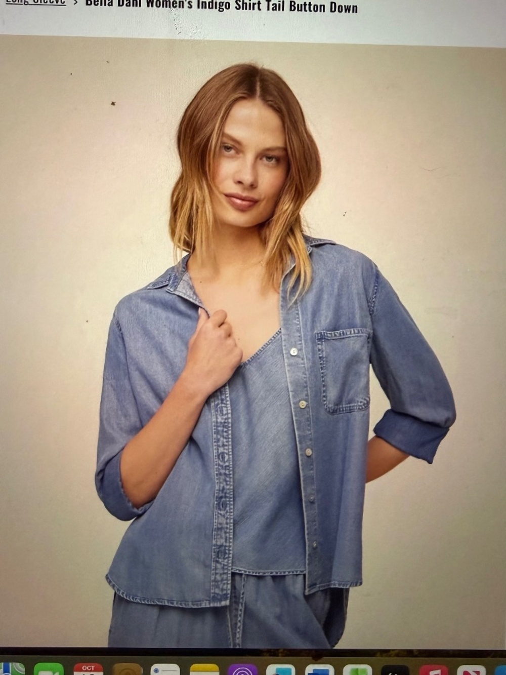 Bella Dahl Indigo Shirt tail button down - Size S